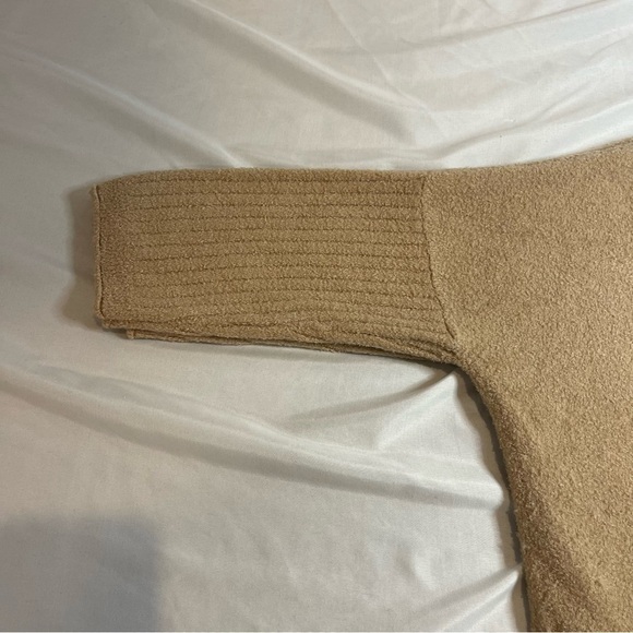 Barefoot Dreams Cozy Chic Lite 1/2 Zip Poncho Beige Size L/XL - Picture 14 of 15